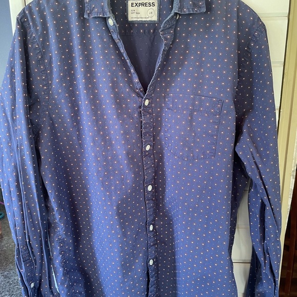 Express Men's Blue Shirt with White and red burst pattern - Picture 1 of 3